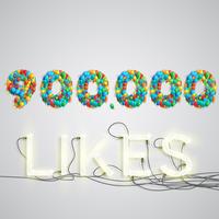 Number of likes made by balloon, vector illustration