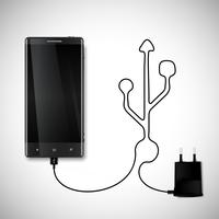 Mobile phone with USB connection
 vector