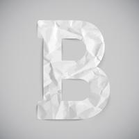 Letter made by crumpled paper with shadows, vector
