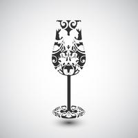 A wine glass with a pattern, vector
