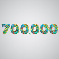 Number made by colorful balloons, vector
