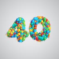 Number made by colorful balloons, vector
