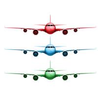 Three different colored realistic vector planes