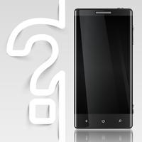 Black screened phone with a question mark, vector
