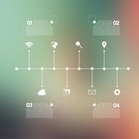 Timeline infographic with unfocused background and icons set for business design, vector
