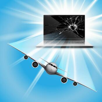 Plane flying out of the screen
 vector
