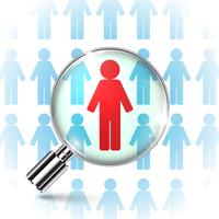 Searching job with a magnifying glass
 vector