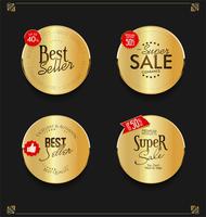 Retro vintage golden badges and labels collection vector