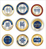 Luxury premium golden badges and labels vector