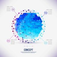 Concepto abstracto celosía geométrica, el alcance de las moléculas en el círculo. vector