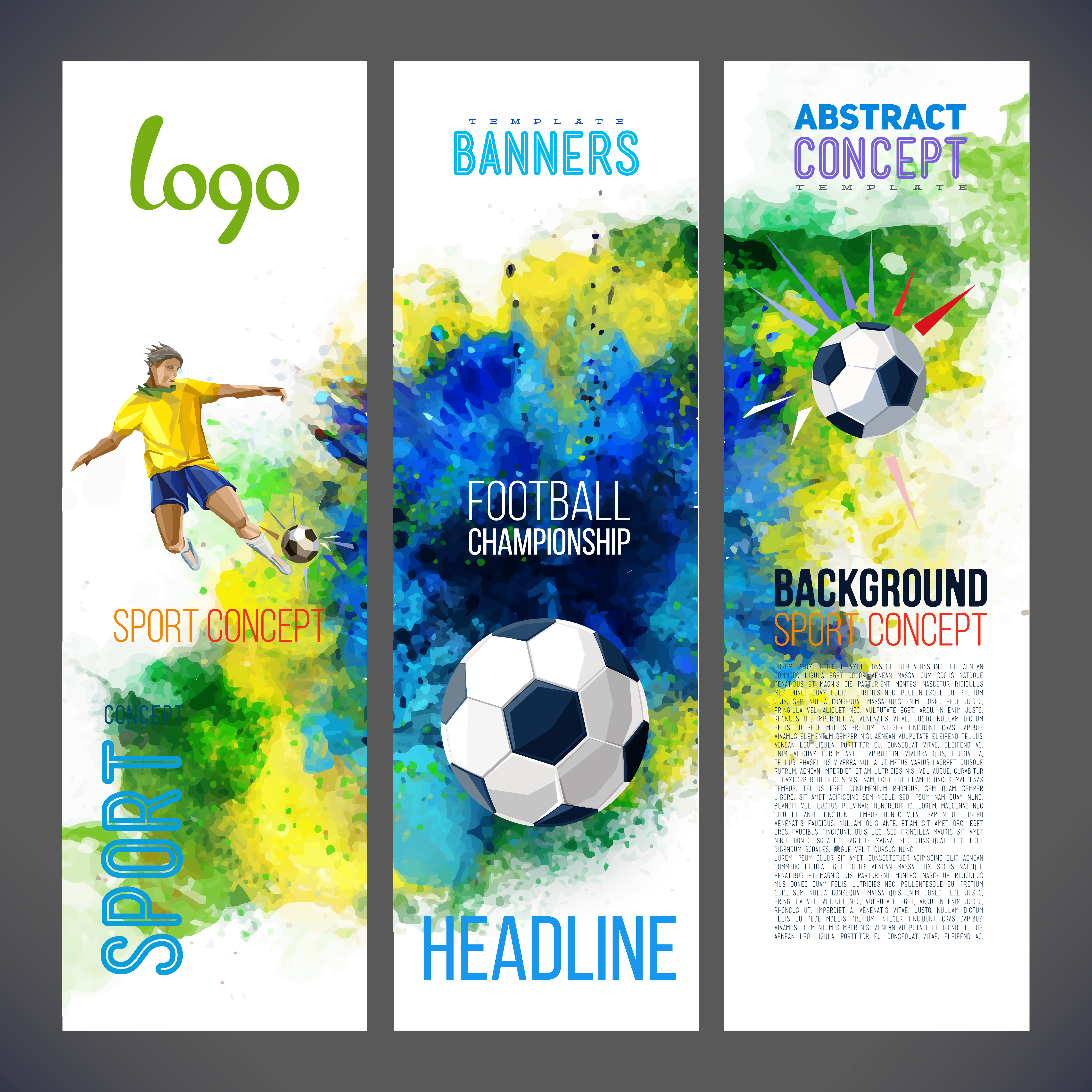 Football Championship 2019 Sports Banners With Soccer Player And