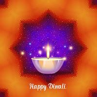 Burning diya on Diwali Holiday on geometric  background. vector