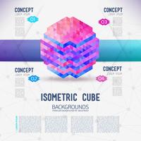Abstract concept isometric cube, collected from the triangular shapes. vector