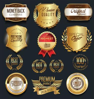 Luxury premium golden badges and labels