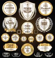 Insignias y etiquetas de oro premium de lujo vector