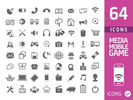 set of 64 media icons isolated on white vector