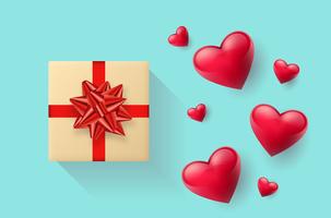 Festive wallpaper decorated with hearts and gifts. Vector illustration