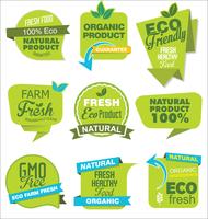 Modern ECO and NATURAL origami sale stickers and tags green collection vector