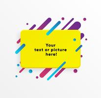 Yellow abstract Text box shape with trendy neon lines and circles. Vector background.