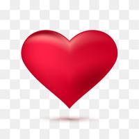 Soft red heart with transparent background. Vector illustration