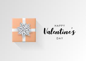 Valentines day vector background. Colorful wrapped gift box with ribbon. Festive vector illustration.