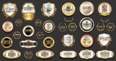 Luxury premium golden badges and labels vector