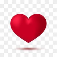 Soft red heart with transparent background. Vector illustration