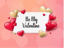 Valentine's day background with text box and beautiful hearts. Vector illustration