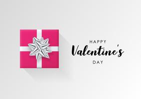 Valentines day vector background. Colorful wrapped gift box with ribbon. Festive vector illustration.