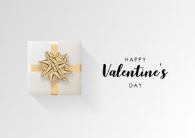 Valentines day vector background. Colorful wrapped gift box with ribbon. Festive vector illustration.
