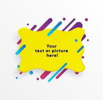 Yellow abstract Text box shape with trendy neon lines and circles. Vector background.