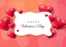 Valentine's day background with text box and beautiful hearts. Vector illustration