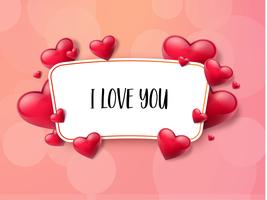 Valentine's day background with text box and beautiful hearts. Vector illustration