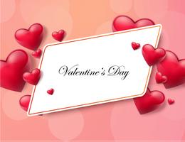 Valentine's day background with text box and beautiful hearts. Vector illustration