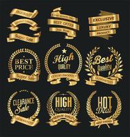 Insignias y etiquetas de oro premium de lujo vector