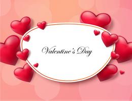 Valentine's day background with text box and beautiful hearts. Vector illustration