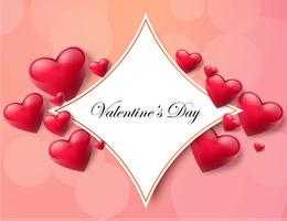 Valentine's day background with text box and beautiful hearts. Vector illustration