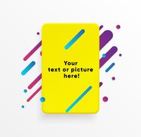 Yellow abstract Text box shape with trendy neon lines and circles. Vector background.