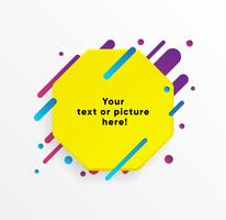 Yellow abstract Text box shape with trendy neon lines and circles. Vector background.