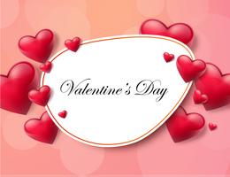 Valentine's day background with text box and beautiful hearts. Vector illustration