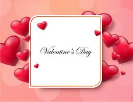 Valentine's day background with text box and beautiful hearts. Vector illustration