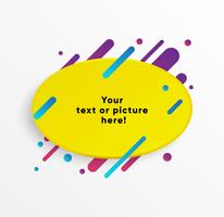 Yellow abstract Text box shape with trendy neon lines and circles. Vector background.