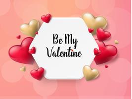 Valentine's day background with text box and beautiful hearts. Vector illustration