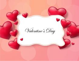 Valentine's day background with text box and beautiful hearts. Vector illustration