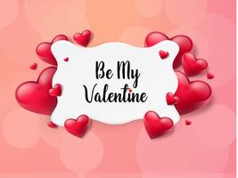 Valentine's day background with text box and beautiful hearts. Vector illustration