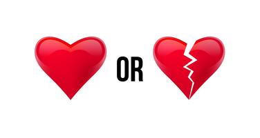 Do you love me Yes OR No Heart and broken heart. Isolated in white background. Vector illustration