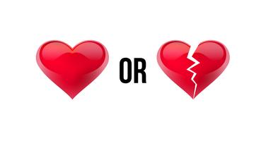 Do you love me Yes OR No Heart and broken heart. Isolated in white background. Vector illustration