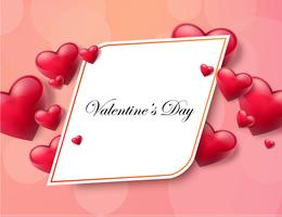 Valentine's day background with text box and beautiful hearts. Vector illustration