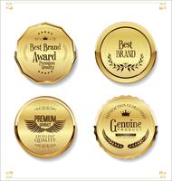 Golden retro sale badges and labels collection vector