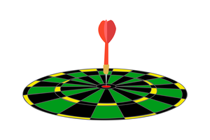 Dart in a green target cartoon illustration vector